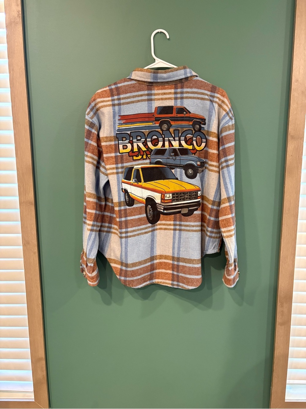 Ford Bronco Plaid Button-Down Shirt Jacket - Brown & Blue